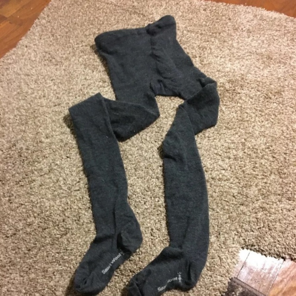 Grey Smartwool tights merino wool blend footed